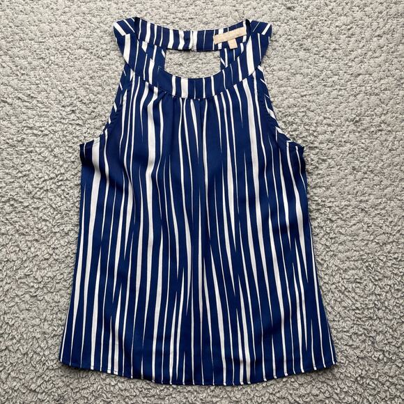 Banana Republic Tops - Banana Republic Blouse Top Womens 4 Blue White Striped Sleeveless Keyhole Back